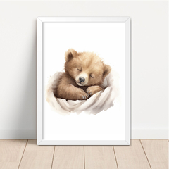 KIT 3 QUADROS URSO AQUARELA MARROM - La Artes Quadros e Decor