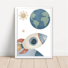 KIT 3 QUADROS GALÁXIA ASTRONAUTA NA LUA