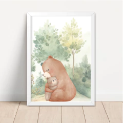 KIT 3 QUADROS FAMÍLIA URSO AQUARELA
