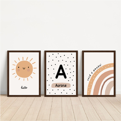 KIT 3 QUADROS BOHO AURORA ARCO IRIS na internet