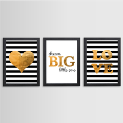 KIT 3 QUADROS DREAM BIG