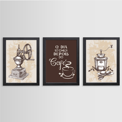 KIT 3 QUADROS CAFÉ VINTAGE - La Artes Quadros e Decor
