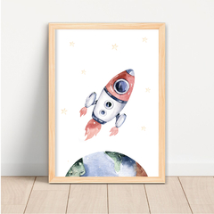 KIT 3 QUADROS ASTRONAUTA AQUARELA COM NOME - comprar online