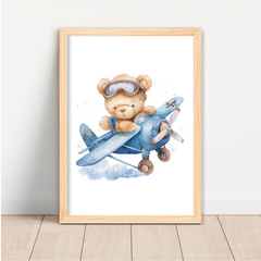 KIT 3 QUADROS URSO AVIADOR AQUARELA - comprar online