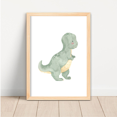 KIT 3 QUADROS DINOSSAUROS AQUARELA VERDE