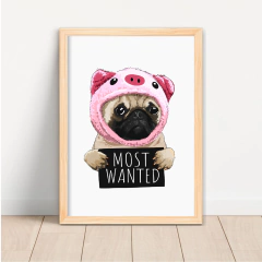 KIT 3 QUADROS GAROTA E O PUG - La Artes Quadros e Decor