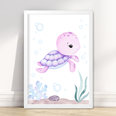 KIT 6 QUADROS FUNDO DO MAR LILÁS AQUARELA - comprar online