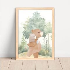 KIT 3 QUADROS FAMÍLIA URSO AQUARELA - La Artes Quadros e Decor