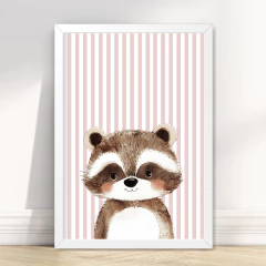 KIT 6 QUADROS ANIMAIS FOFOS DA FLORESTA ROSE - comprar online