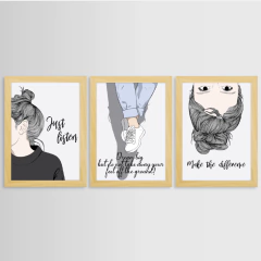 KIT 3 QUADROS TEEN - La Artes Quadros e Decor