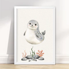 KIT 6 QUADROS FUNDO DO MAR CUTE - La Artes Quadros e Decor