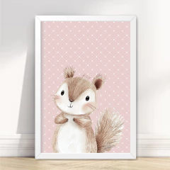 KIT 6 QUADROS ANIMAIS FOFOS DA FLORESTA ROSE - La Artes Quadros e Decor