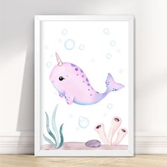 KIT 6 QUADROS FUNDO DO MAR LILÁS AQUARELA - La Artes Quadros e Decor