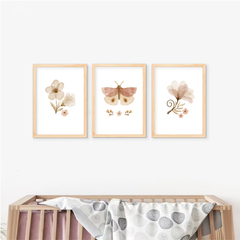 KIT 3 QUADROS BOHO BORBOLETAS 1