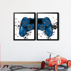 2 QUADROS CONTROLE GAME AZUL