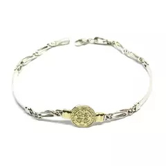 Pulsera eslabones rígidos con dije san Benito