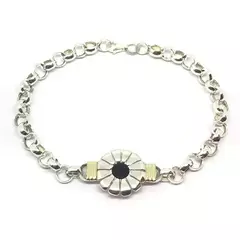 Pulsera rolo con margarita y onix