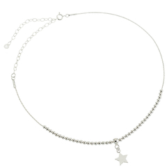 Cadena choker con bolitas y estrella colgante