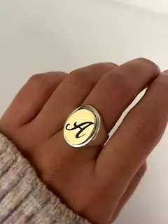 Anillo sello plata y oro