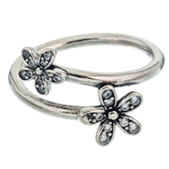 Anillo abierto doble flor
