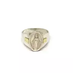 Anillo plata y oro con Virgen milagrosa