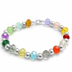 Pulsera cristal multicolor y bolitas