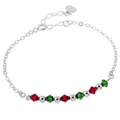 Pulsera piedras rojas y verdes