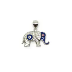 Dije elefante y ojo de plata rhodinada