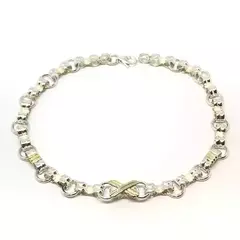 Pulsera plata y oro 21 cm