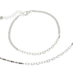 Pulsera piedras cúbics con eslabones