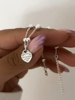 Pulsera bolitas y corazón tiffan - Estilo Joyas Manu