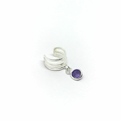 Cuff triple con piedra violeta (unidad)