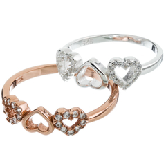 Anillo triple corazones calados