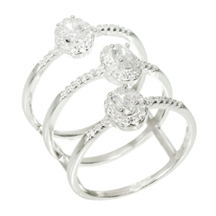 Anillo triple con piedras