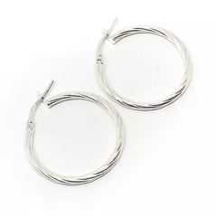 Argollas finas rayadas de 24 mm (par)