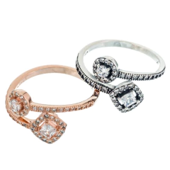 Anillo abierto redondo y rombo