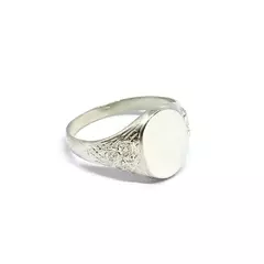 Anillo sello flores de costado