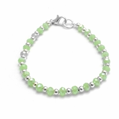 Pulsera cristal verde agua y bolitas