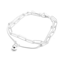 Pulsera doble con dije bolita