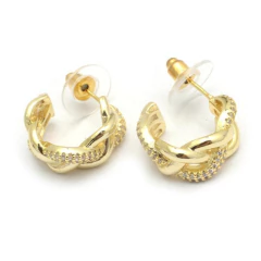 Aros semi argollas trenzadas (par)