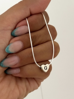 Cadena cola de rata con corazón pasante grabado - comprar online