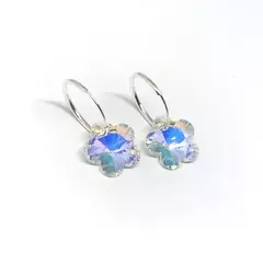 Argollas 13 mm con dije flor (par)