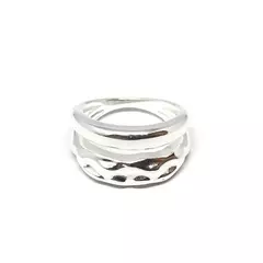 Anillo doble pulido y martillado