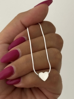 Collar cola de rata con dije corazón liso