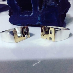 Anillo recto plata y oro - Estilo Joyas Manu