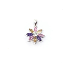 Dije flor con piedras de colores
