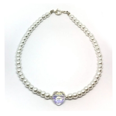 Pulsera perlas y corazon cristal