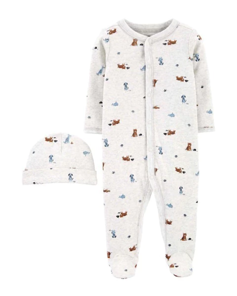 Macacão pijama Carter’s com touca Bichinhos