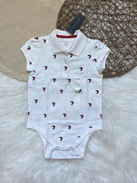 Body Feminino Tommy Hilfiger corações Branco