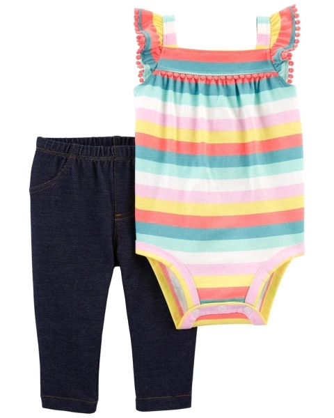 Conjunto 2 peças Carter’s body e calça listrado colorido